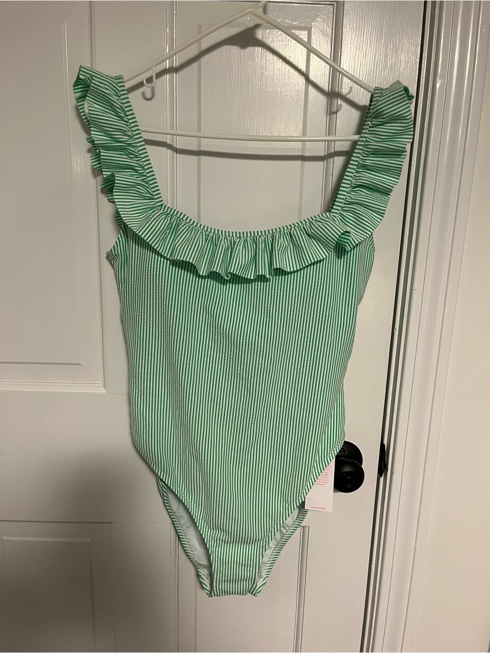 Lilly Pulitzer Green & White Ruffle One-Piece Swimsuit